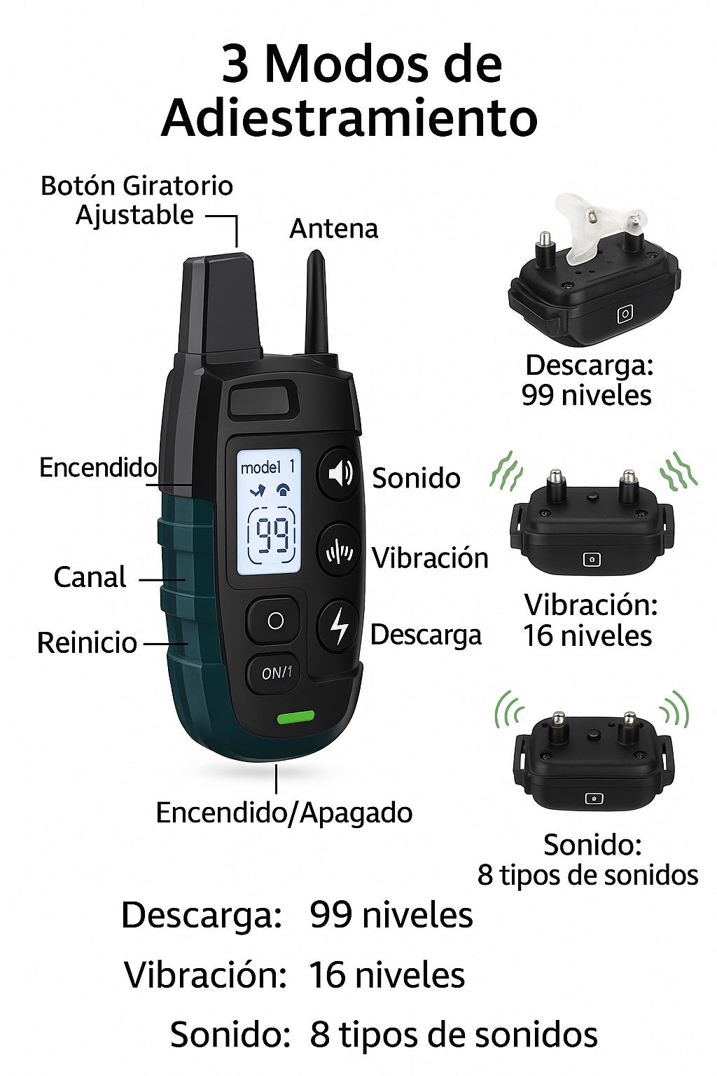 Collar de Entrenamiento Remoto para Perros – 1000M de Alcance, Impermeable y Recargable